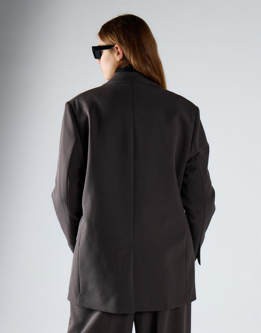 Dark Grey Midi Length Suit Jacket