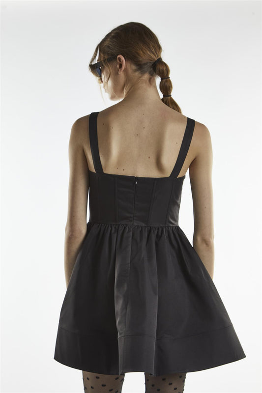 Drop Waist Corset Mini Dress - Isla Black