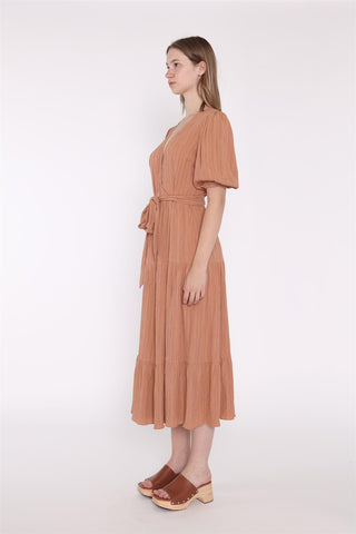 Wrap Midi Dress - Rust Crinkle