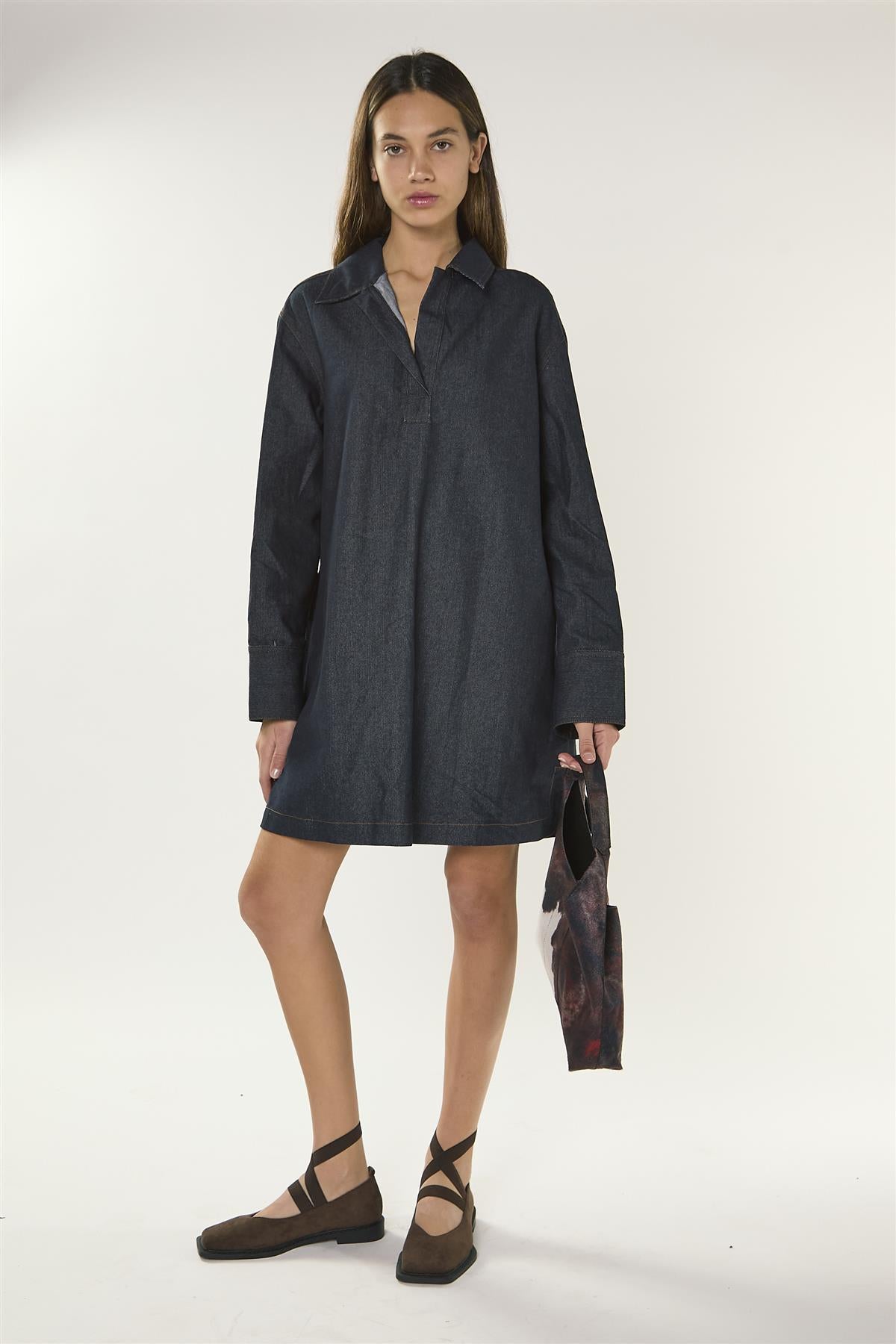 Dark Navy Long Sleeve Shirt Dress