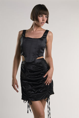 Black Ruched Mini Skirt
