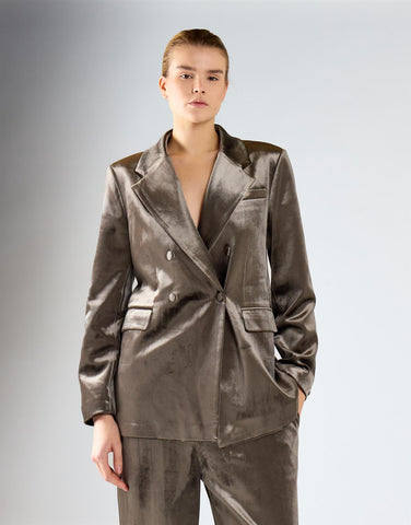 Grey Khaki Double Breasted Blazer