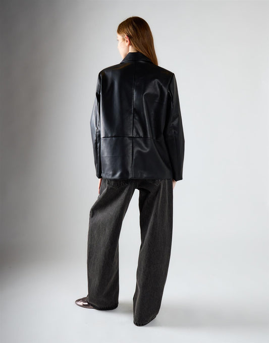 Black Vintage Wash Wide Leg Baggy Jeans