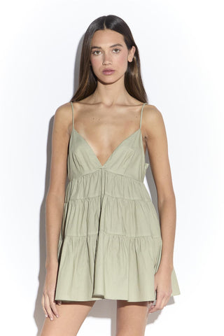 Light Khaki Empire Line Mini Dress