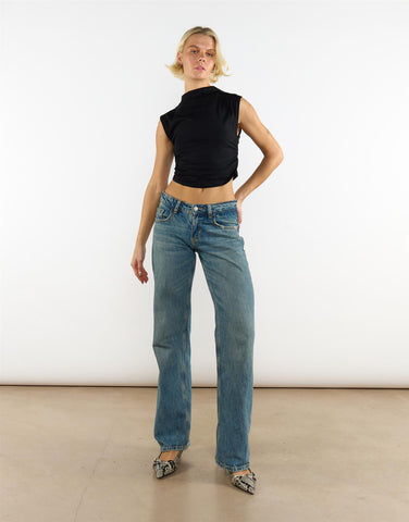 Black High Neck Crop Top