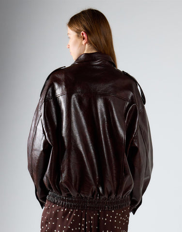 Deep Mahogany Oversized PU Jacket