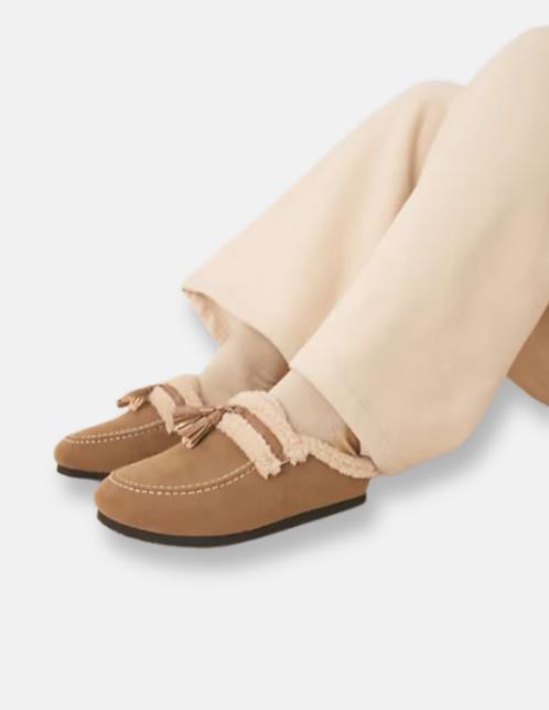 Fluffy Slip On Slippers - Taupe