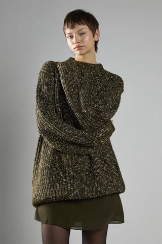 Khaki-Fleck Crew-Neck Jumper
