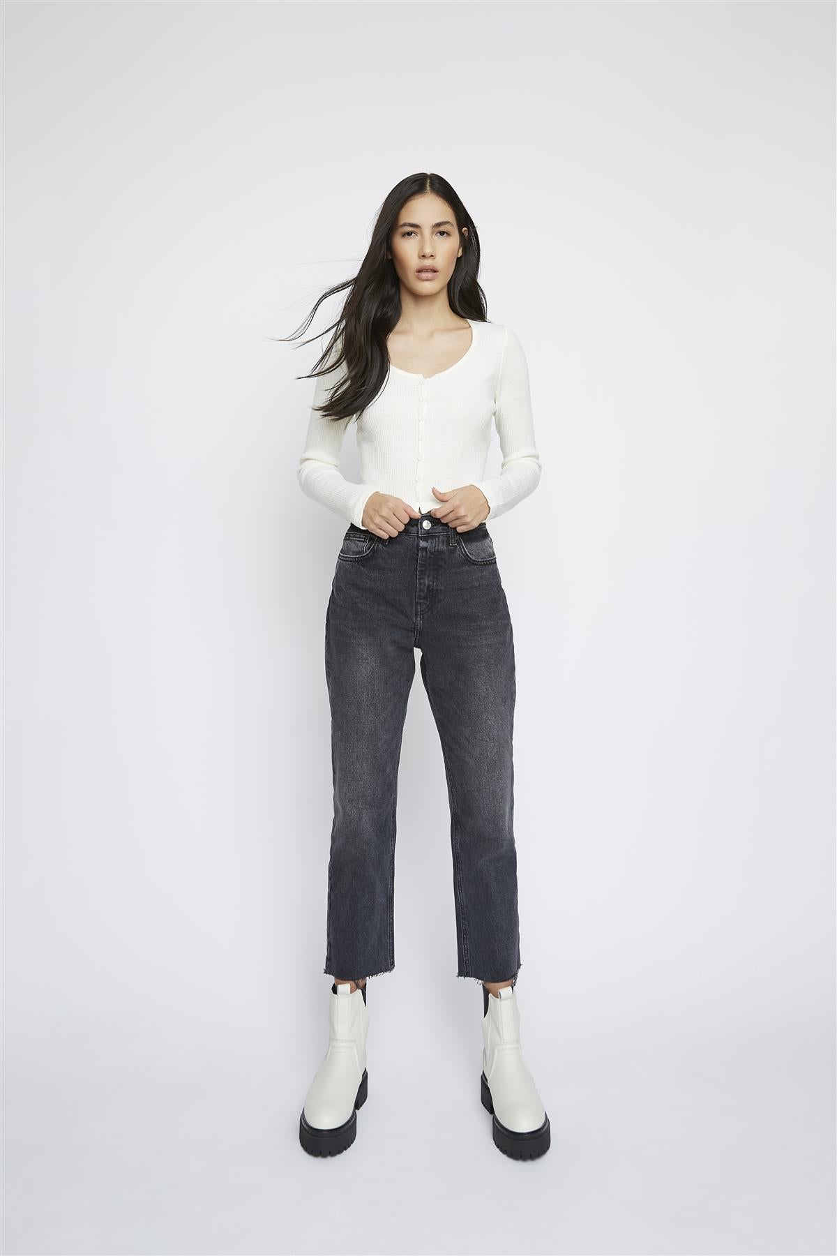 Cream Round Neck Top