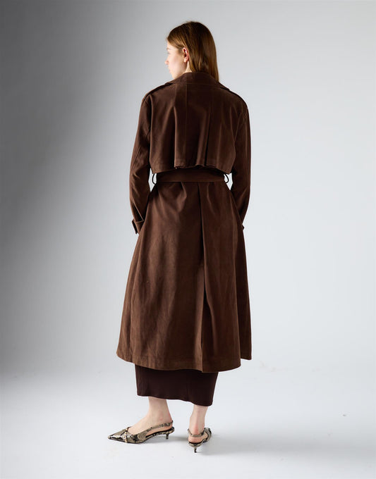 Chocolate Brown Belted Trench Coat