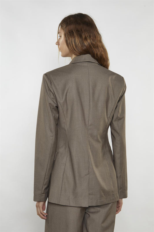 Taupe-Brown Fitted Blazer