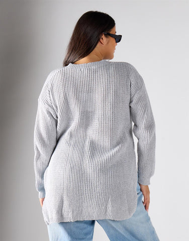 Glamorous Curve Grey Marl Knitwear Jumper