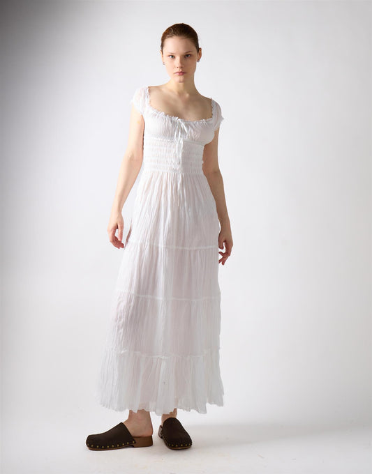 White Tiered Maxi Dress