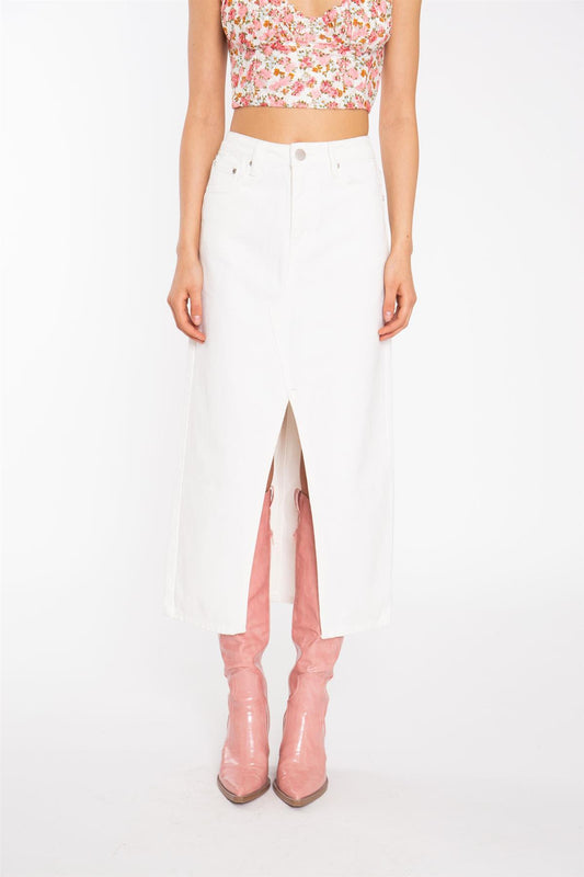 Off White Centre-Split Denim Maxi-Skirt