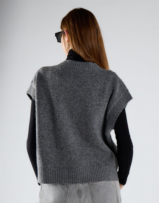 Dark Grey Marl Cable Knit Vest Top