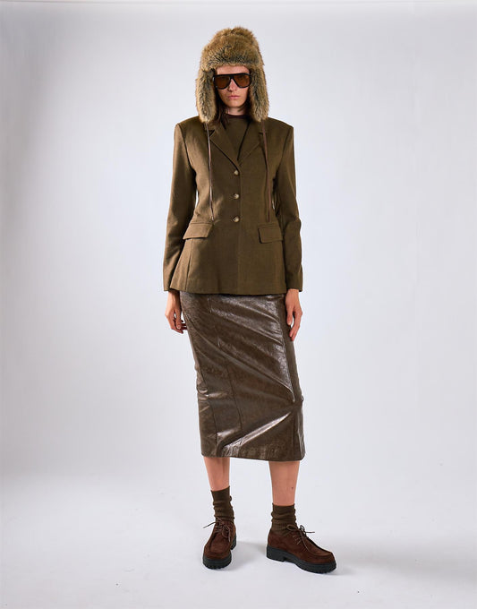 Deep Khaki Hourglass Blazer Jacket
