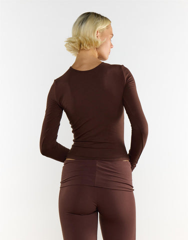 Long Sleeves Tops - Coffee