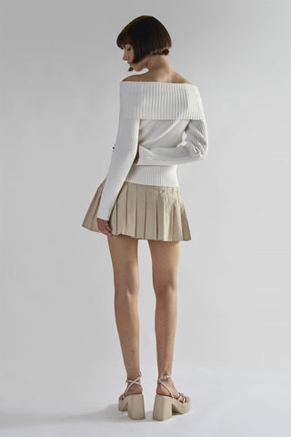 Stone Pleated Mini-Skirt