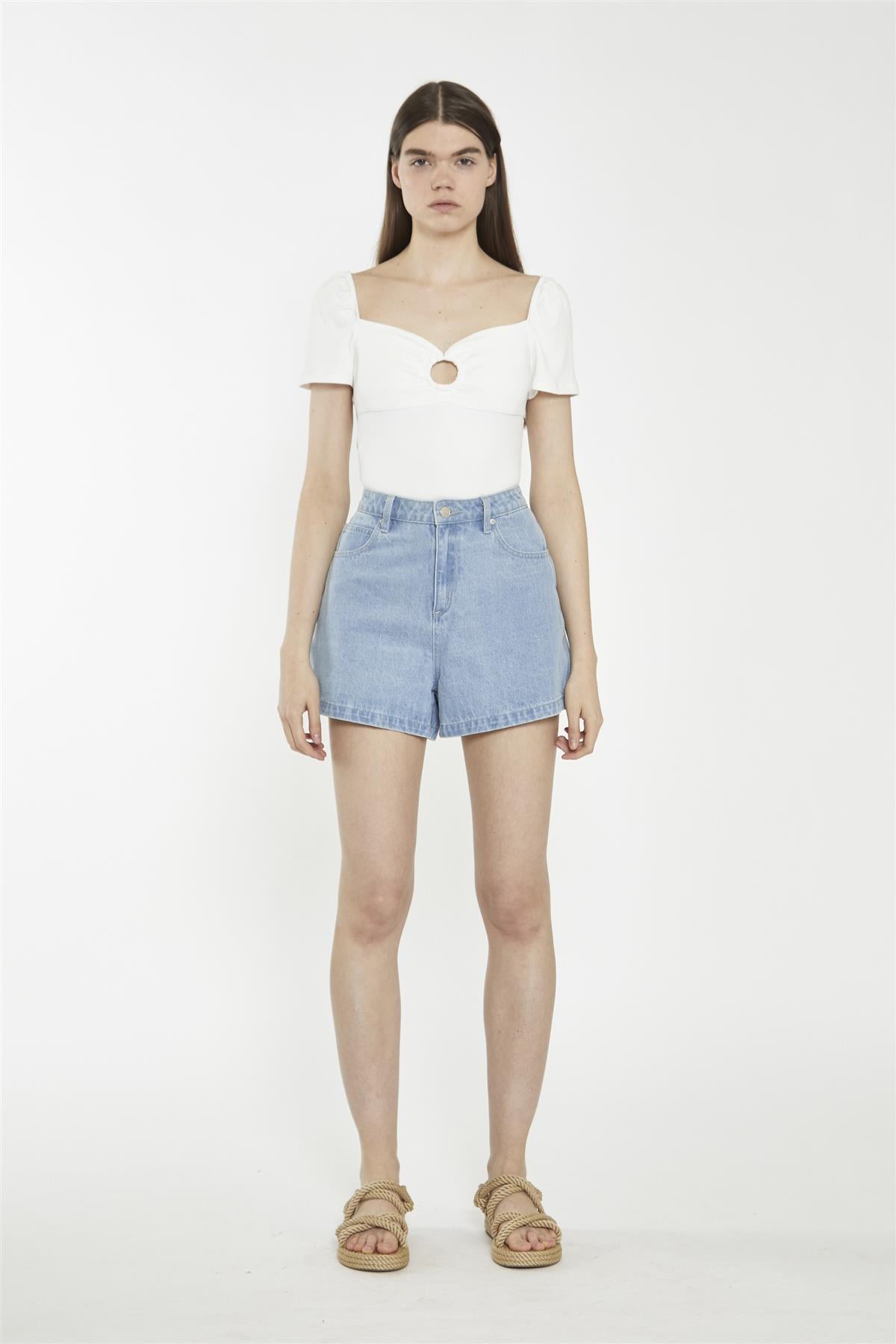 Sweetheart Neck Bodysuit - Off White Rib