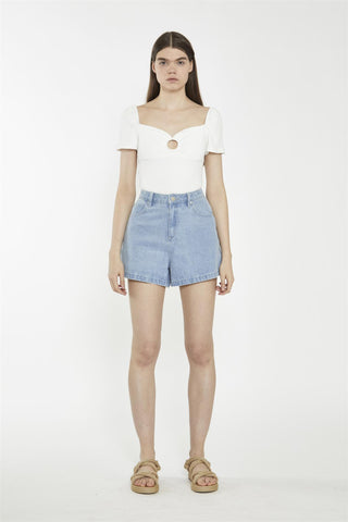 Sweetheart Neck Bodysuit - Off White Rib