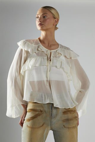 Cream Ruffle Blouse