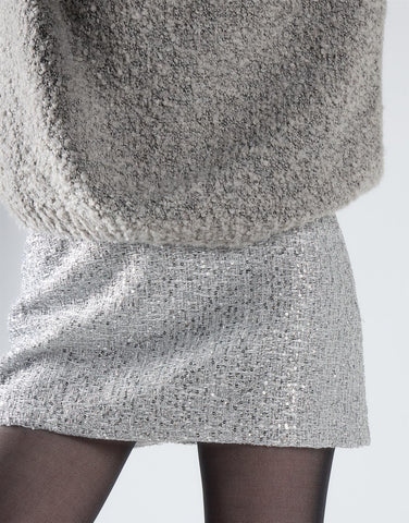Silver Tweed Mini Skirt