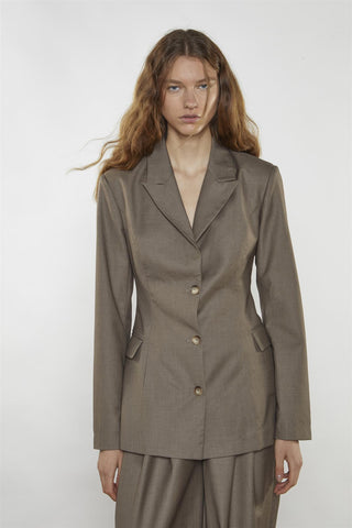 Taupe-Brown Fitted Blazer