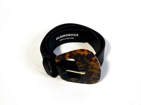 Black Tortoiseshell-Buckle Belt