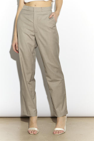 Taupe-Grey Tapered Crop-Trousers