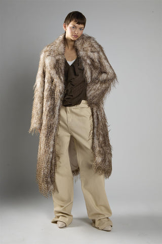 Faux Fur Midi Coat - Feather Fur