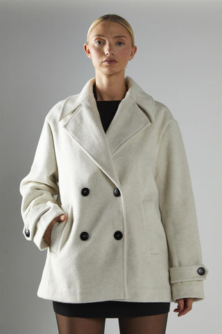 Bone Double-Breasted Short-Coat