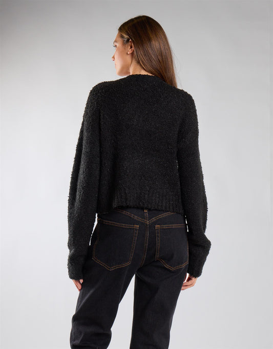 Black Buttoned Cropped Cardigan
