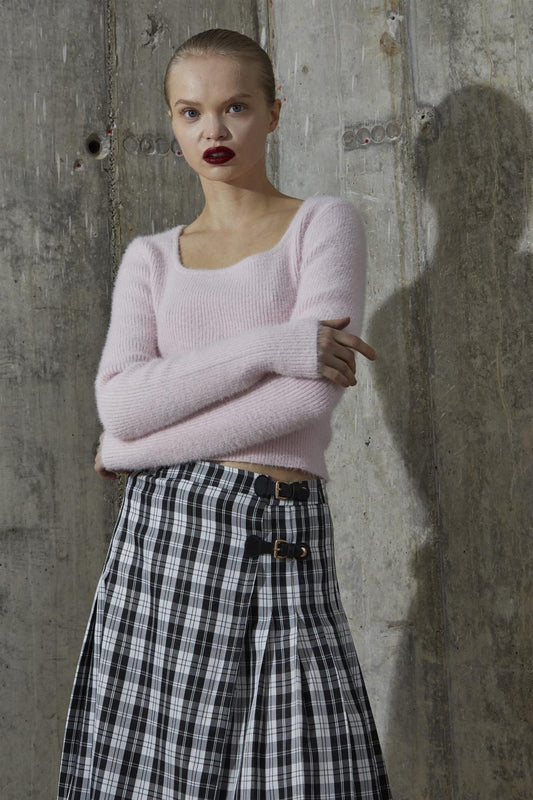 Icy-Pink Square Neck Jumper