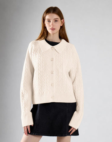 Cream Collared Cardigan