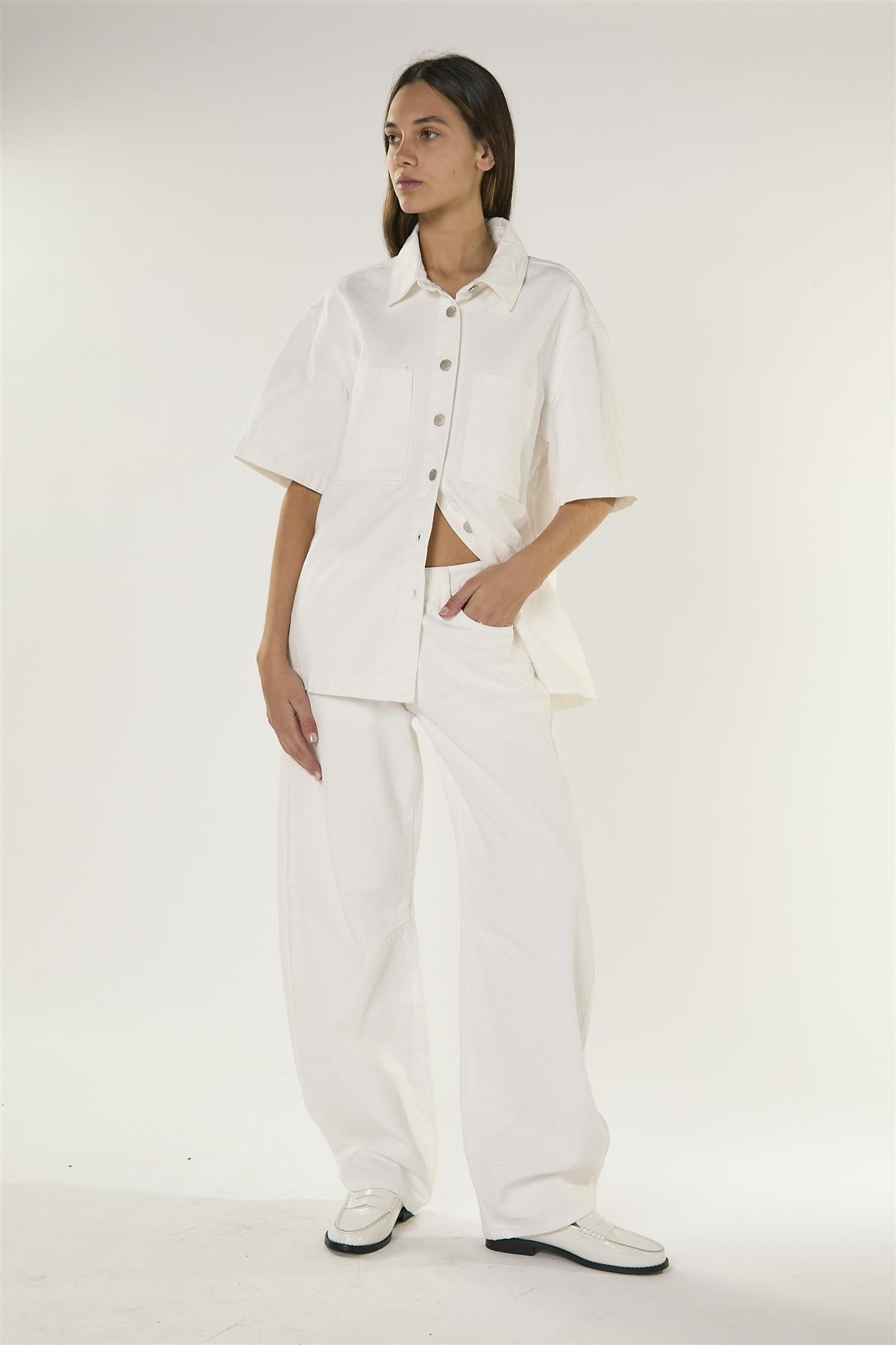 White Barrel Leg Jeans