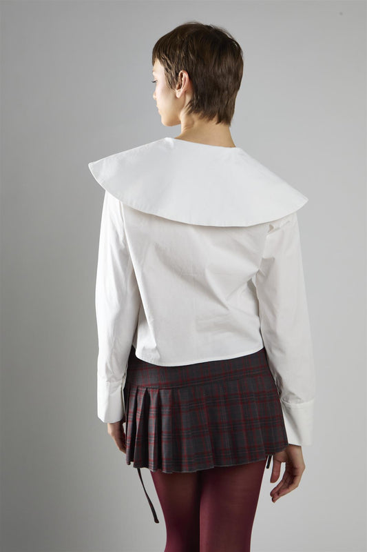 White Button-Front Long Sleeve Top