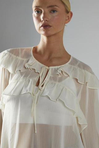 Cream Ruffle Blouse