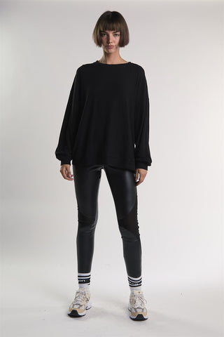 Black Leather Look High Waisted Leggings