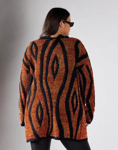 Glamorous Curve Tiger Lurex Regular Cardigan