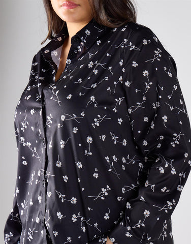 Glamorous Curve Black Small Flower Blouse