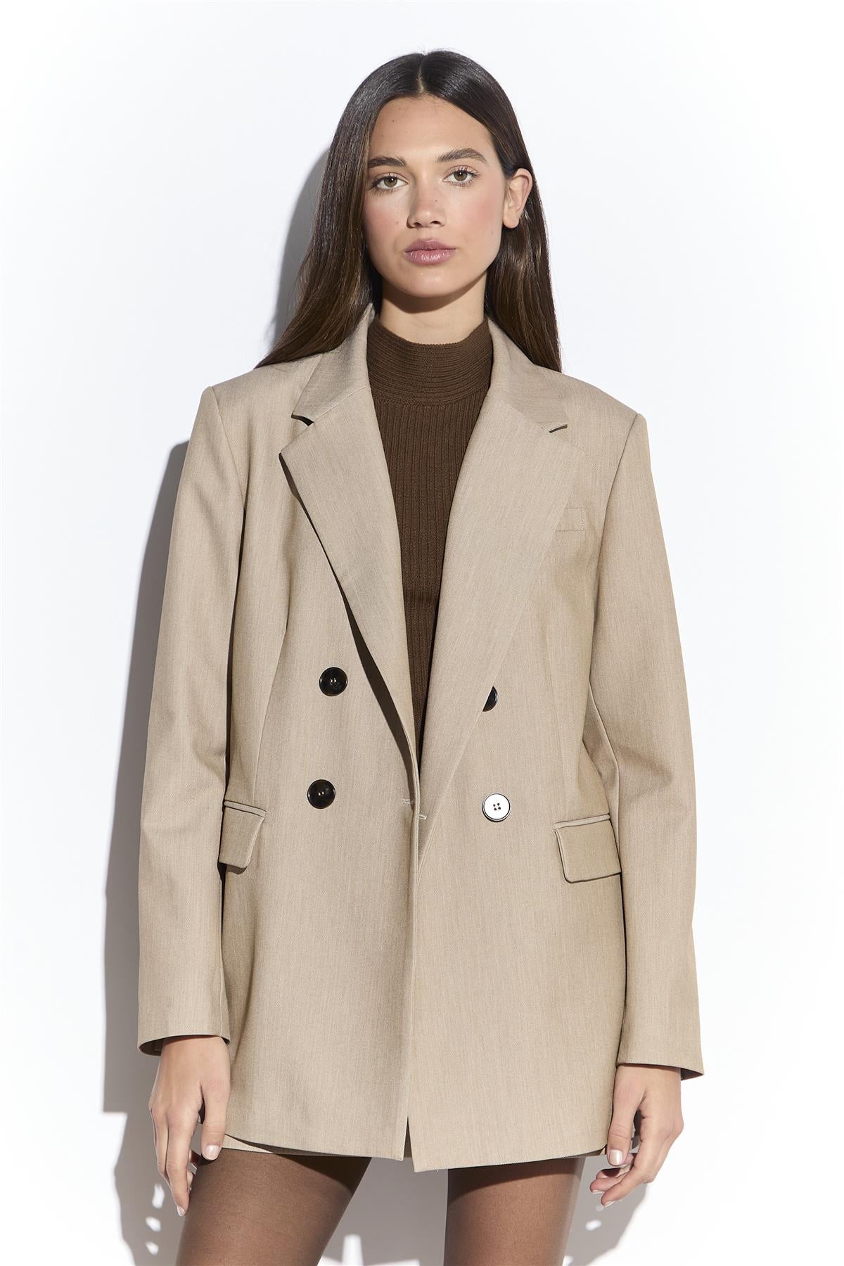 Sand Double Breasted Blazer