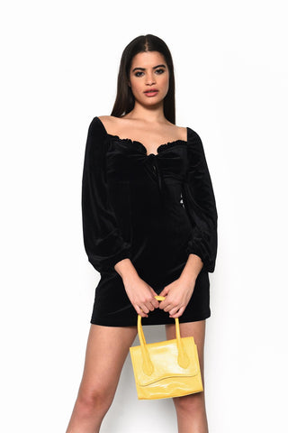 Black Long-Sleeve Mini-Dress