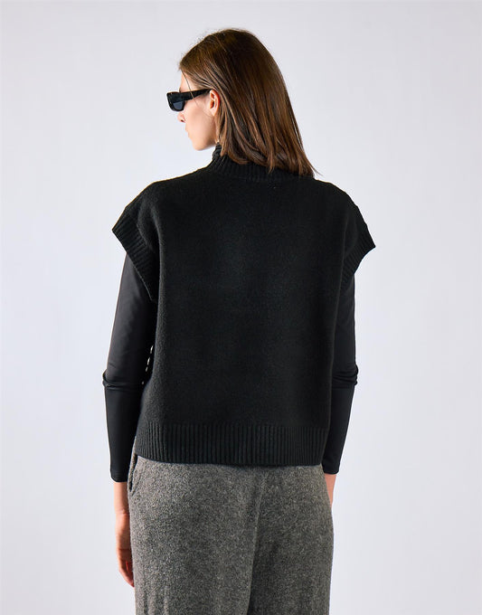 Black Cable Knit Vest Top
