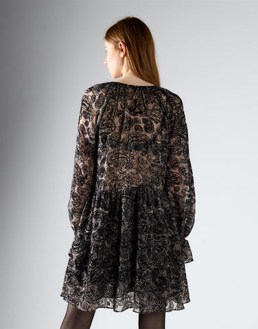 Black Paisley Devore Mini Dress