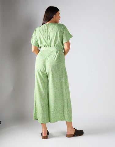 Glamorous Curve Green Multi Dot Jumpsuit