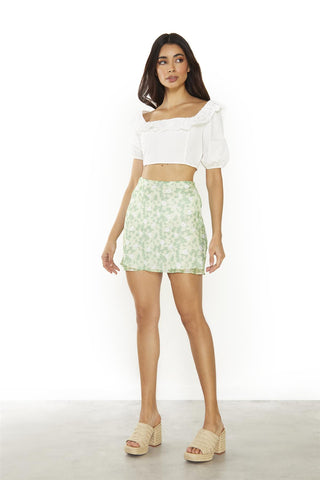 Off-White Lace Frill Crop-Tops
