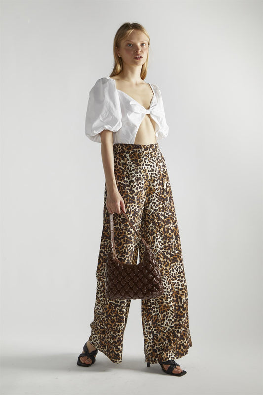 High Waist Loose Trousers - Leopard