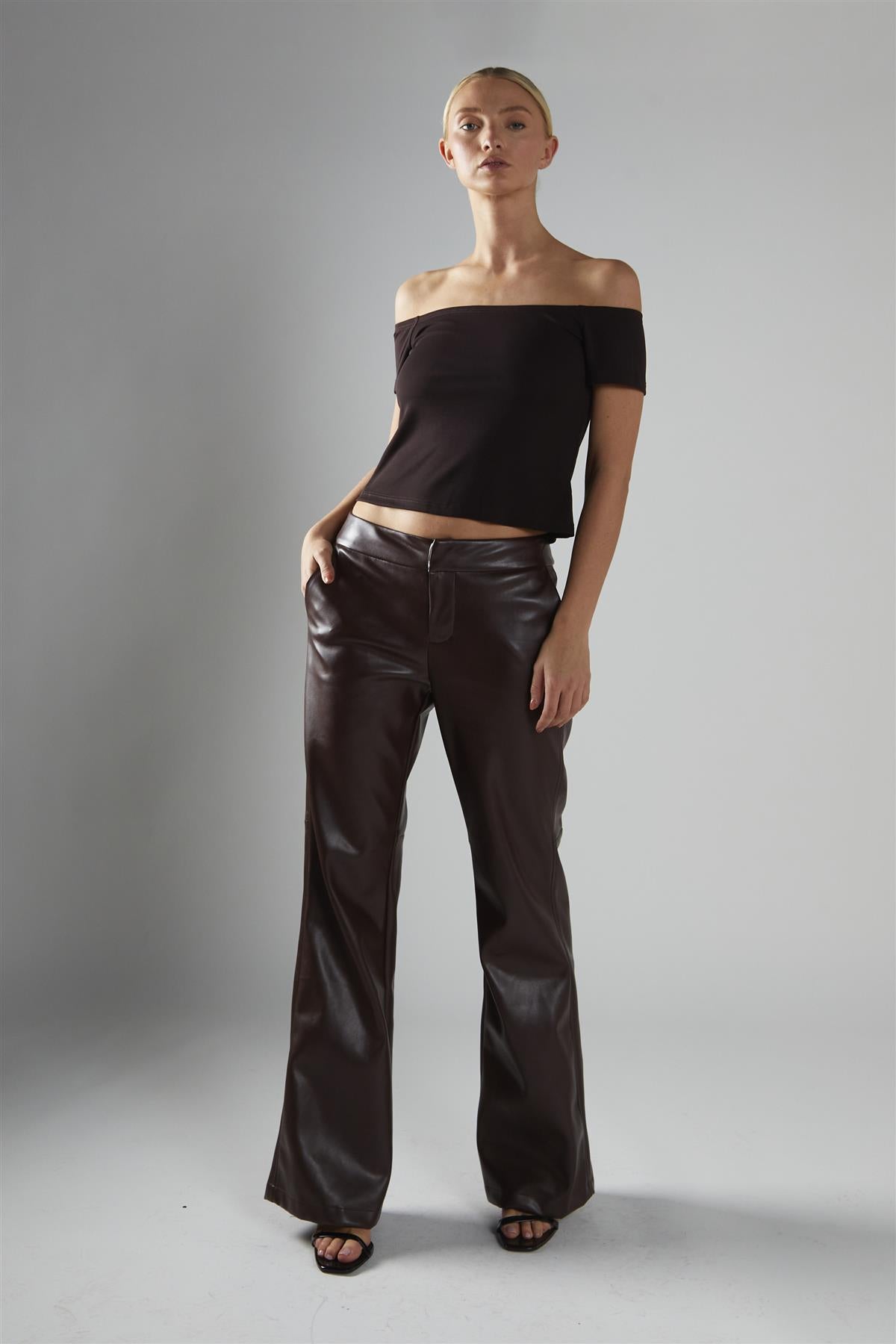 Bitter-Chocolate Bardot Top