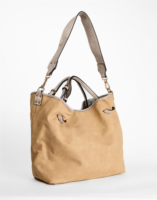 Beige Slouchy Convertible Shoulder Bag