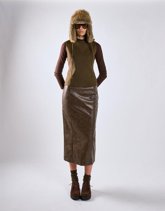 Deep Khaki Boatneck Tailored Fit Top